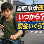 自転車法改正でながらスマホ運転に罰金が科されるイメージ