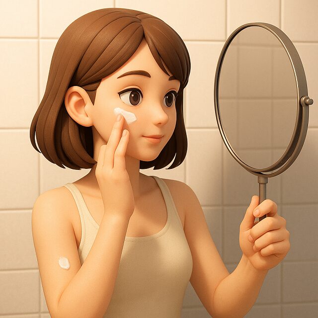 顔にUVケアをする