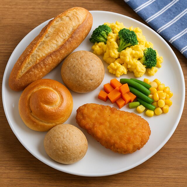 冷凍おかず×パンのワンプレート朝食アレンジ