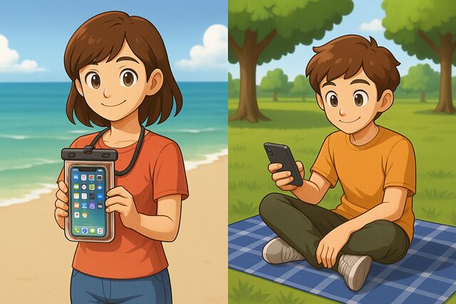 スマホケースとレジャーシート