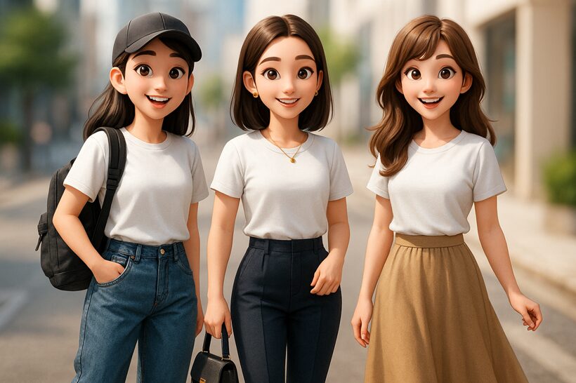 白いTシャツを着こなす女性