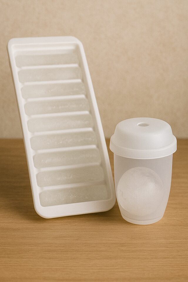 セリア「スティック氷トレー」／3COINS「氷ボールメーカー」