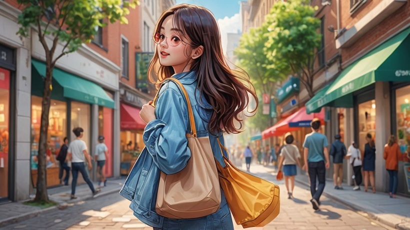 エコバッグを持つオシャレな女性