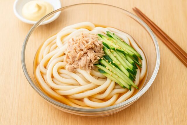 ツナときゅうりの冷やしうどん