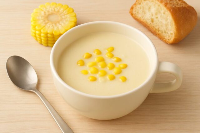 豆乳で作るやさしいコーンスープ