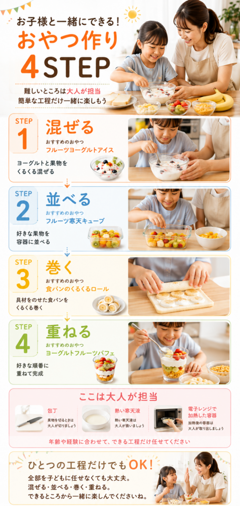 親子で楽しむおやつ作り4STEP