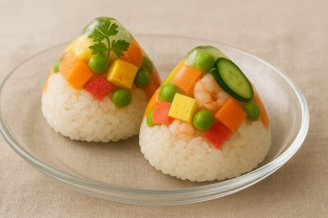 透明おにぎり（カラフル寒天寄せ）