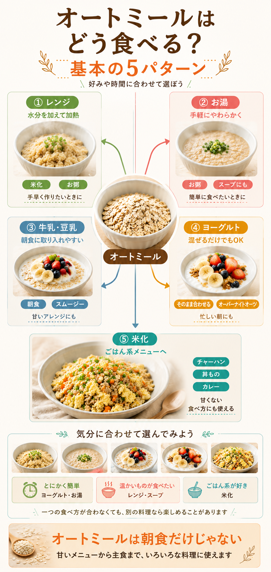 オートミールの食べ方5パターンガイド