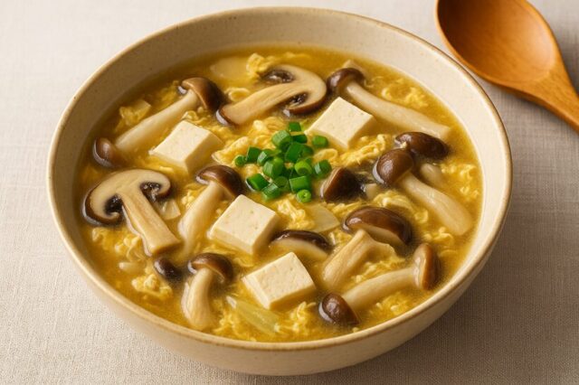 きのこと豆腐の卵とじスープ