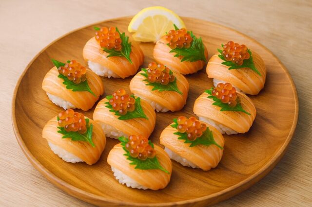 炙りサーモンの親子寿司