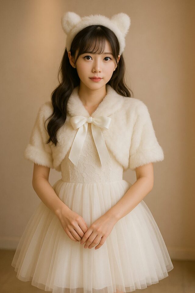 ファーボレロ×チュールスカートで「可憐ロリータ風」