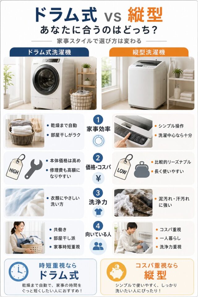 ドラム式 vs 縦型洗濯機 比較