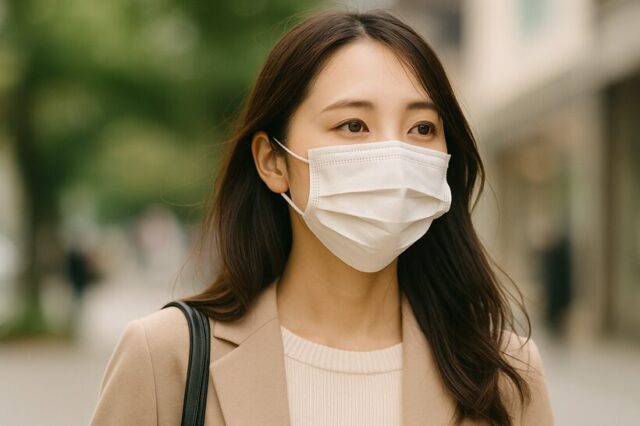 マスクをしている女性