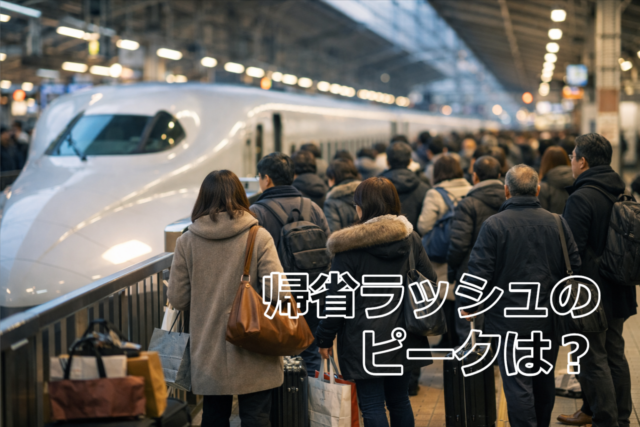 年末年始の帰省ラッシュで混雑する新幹線ホームの様子