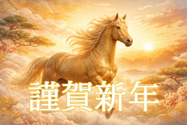 2026の午年の始まりに相応しい金色の馬