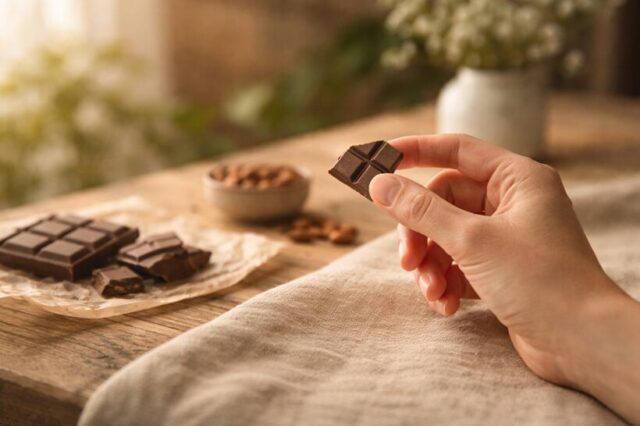 日常の中でフェアトレードスイーツを選ぶ手元の写真