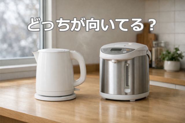 電気ケトルと電気ポットを比較するアイキャッチ画像