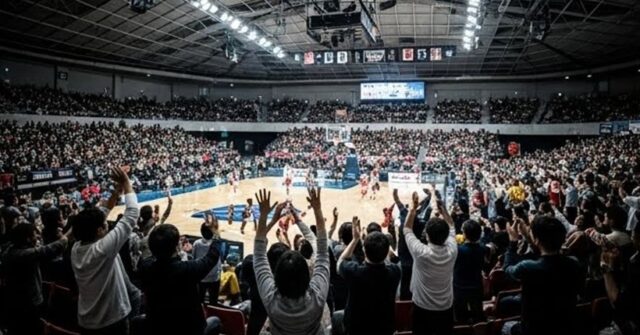 Bリーグの試合を観戦しているファンたち