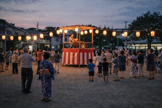 小規模な町内会の盆踊りの様子