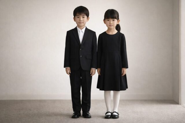 小学生の男児と女児の兄妹の葬式での正しい服装