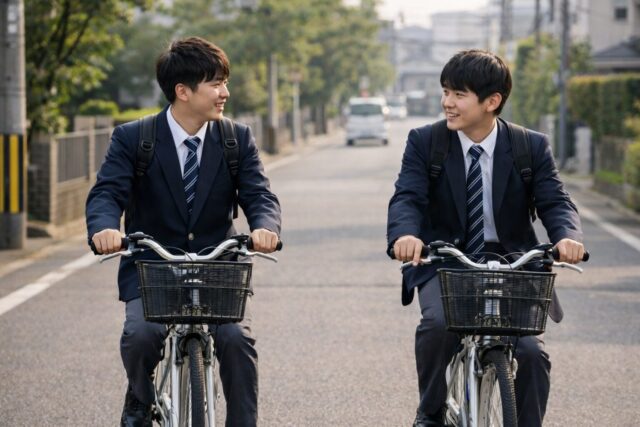 自転車で並走している様子