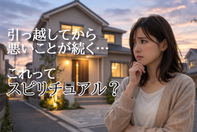 引っ越し後の新居を見て不安そうに考える女性