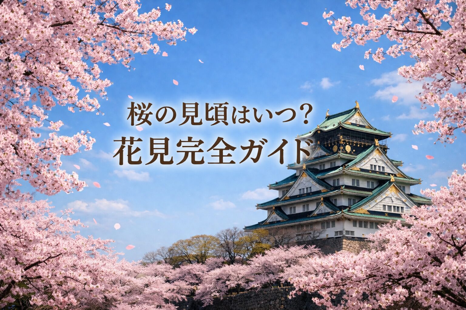 大阪城と満開の桜を背景にした花見完全ガイドのアイキャッチ画像