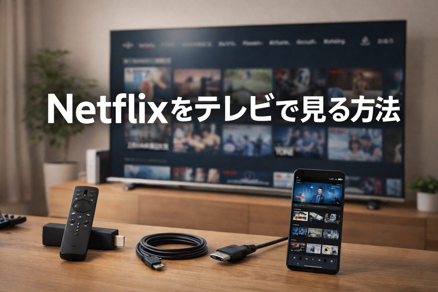 Netflixをテレビで見る方法 Fire TV HDMI スマホ接続