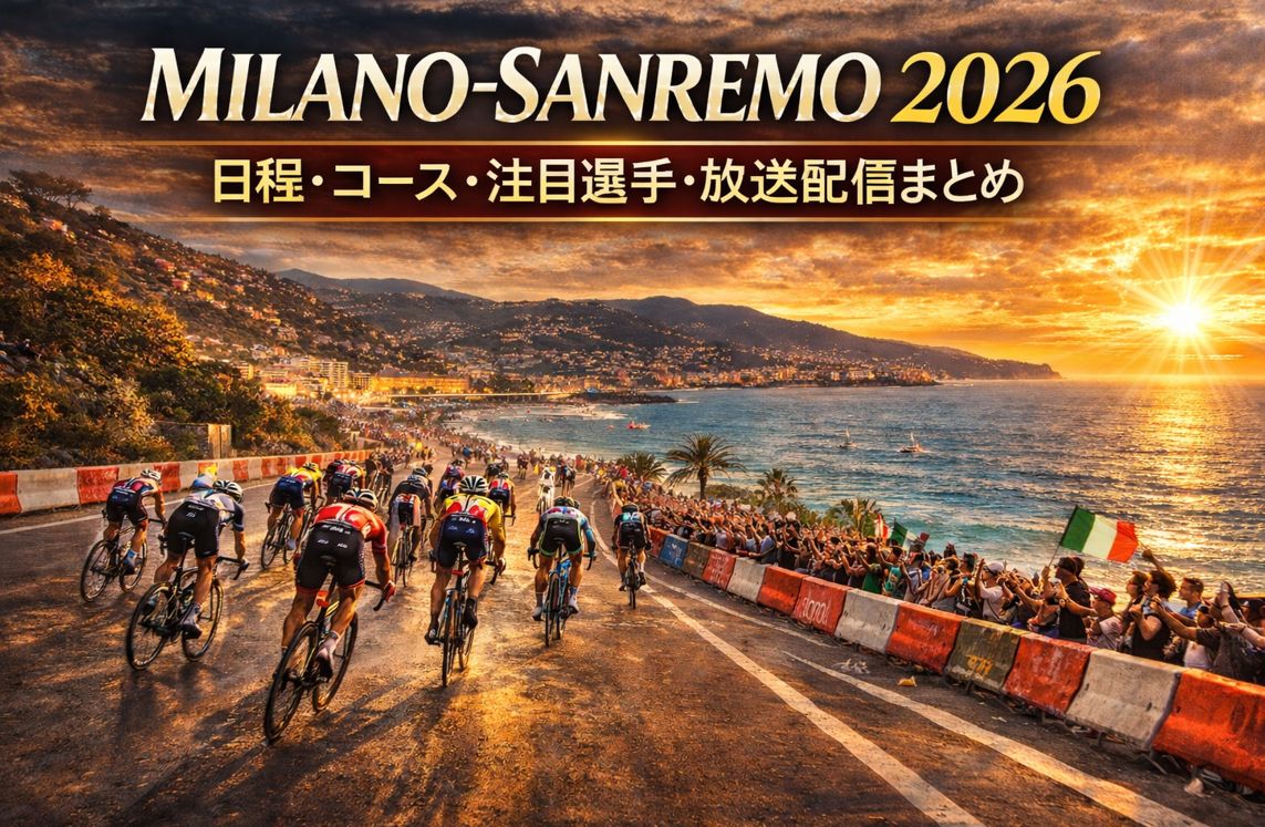 ミラノ〜サンレモ2026 海岸コースを走るロードレース集団