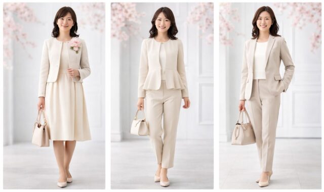 30代ママの入学式コーデ|ワンピース+ジャケットの上品で華やかなスタイル例