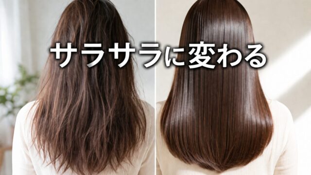 ドライヤーで髪がパサパサからサラサラに変わるビフォーアフター比較