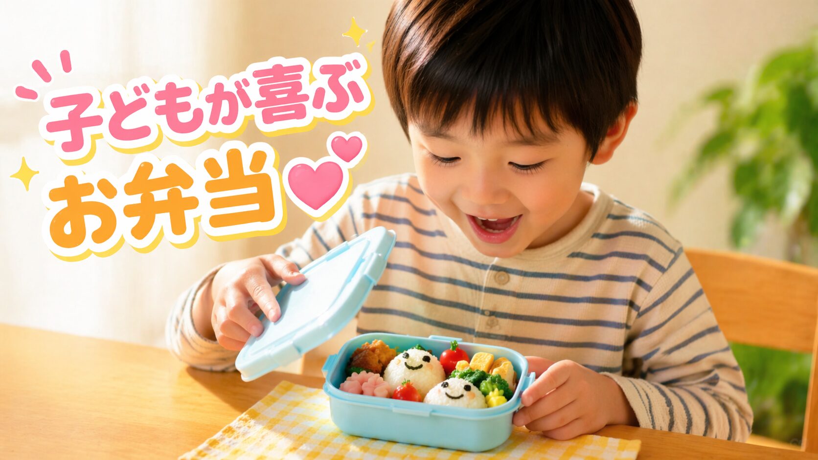 かわいいお弁当に喜ぶ5歳の男の子｜開けた瞬間の笑顔