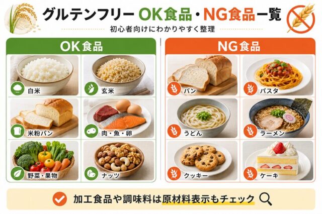 グルテンフリー OK食品・NG食品一覧