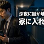 深夜に玄関の鍵が壊れて部屋に入れない男性