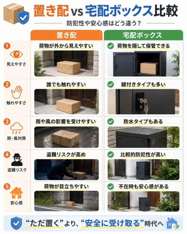 置き配と宅配ボックスの比較図