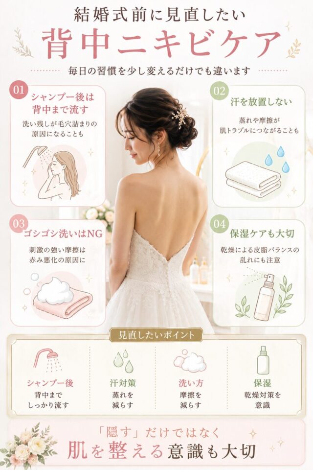 結婚式前に見直したい背中ニキビケア
