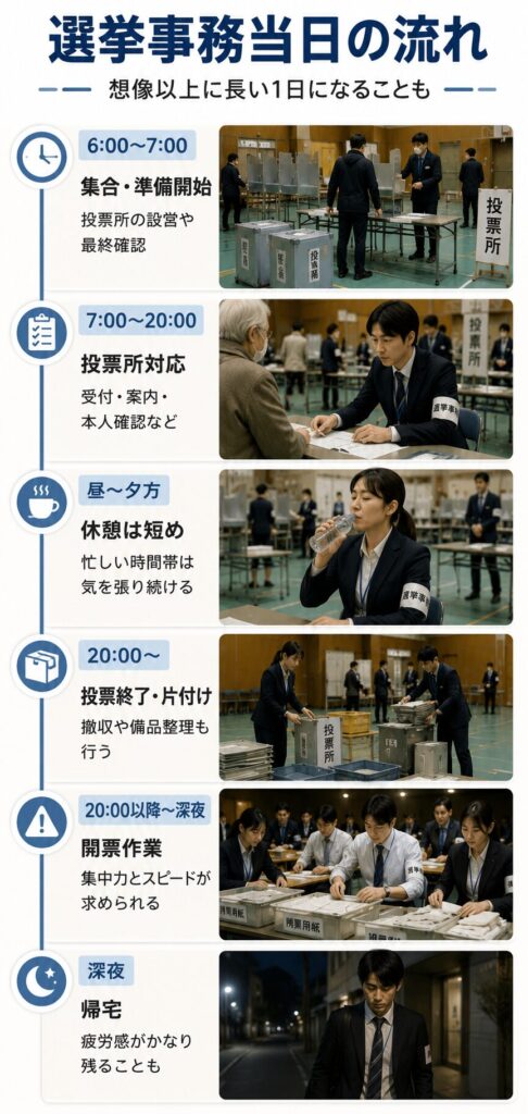 選挙事務当日の流れ