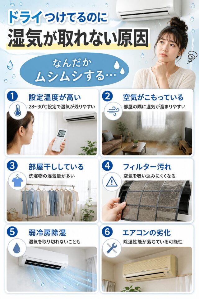 ドライつけてるのに湿気が取れない原因