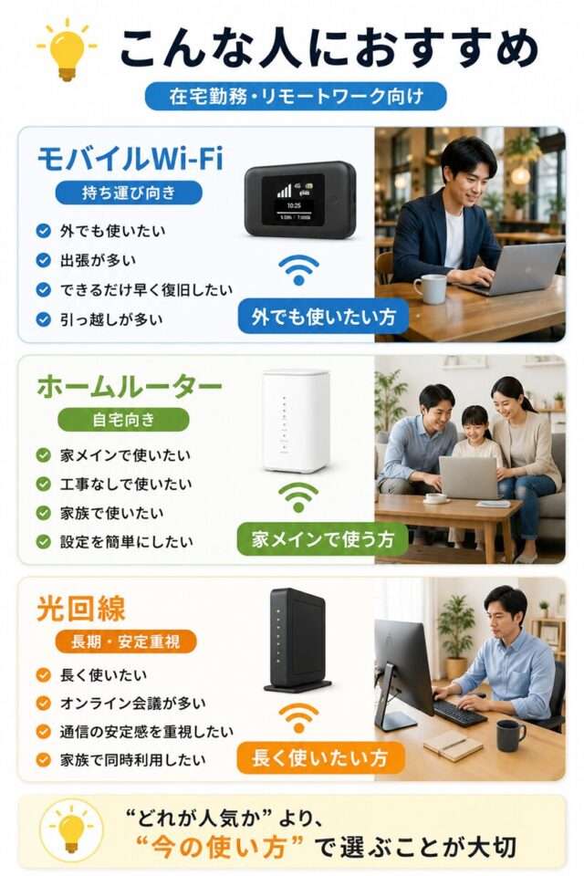 モバイルWi-Fi・ホームルーター・光回線の選び方