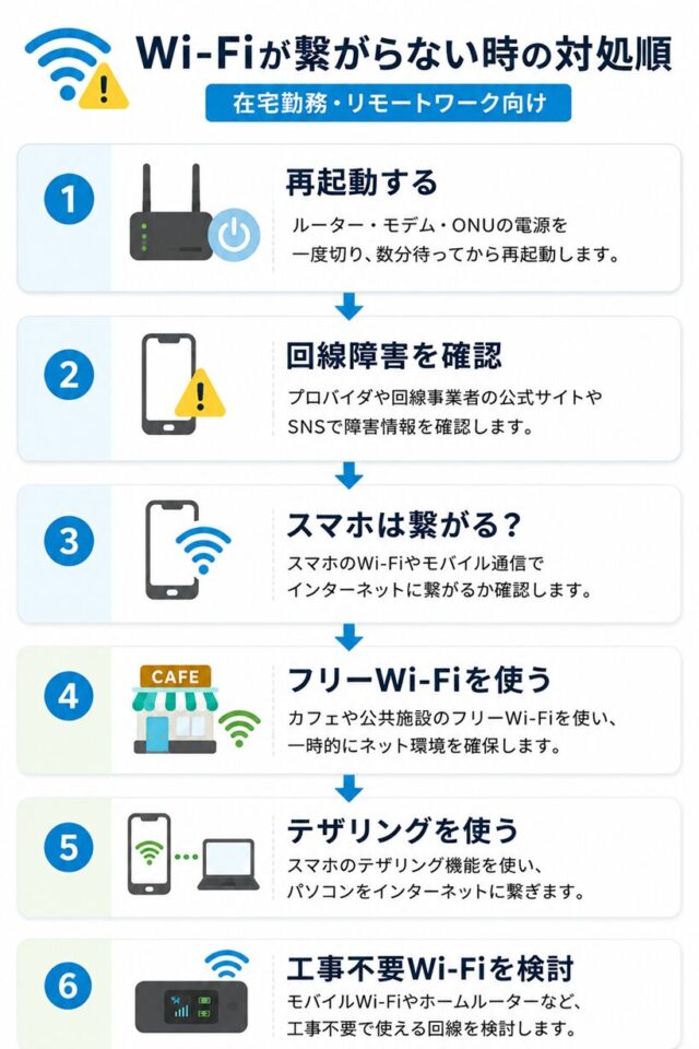 Wi-Fiが繋がらない時の対処の順番表