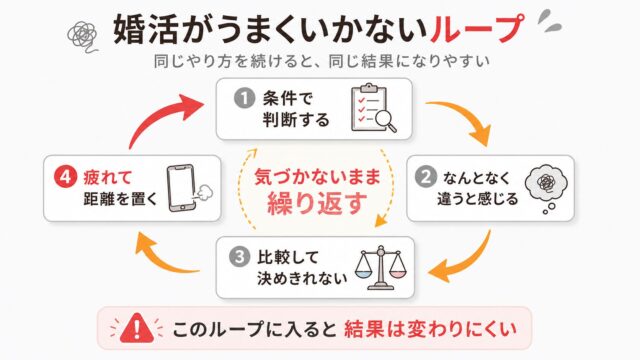 婚活がうまくいかない原因の失敗ループ図解