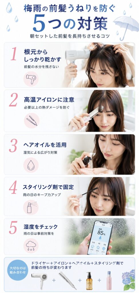 梅雨の前髪うねりを防ぐ5つの対策