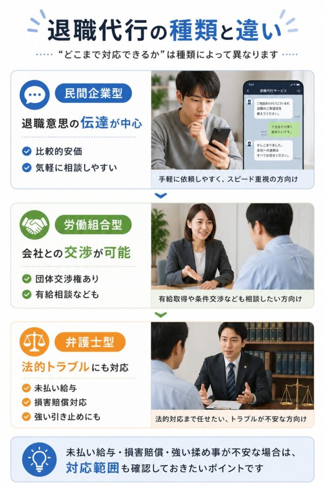 退職代行サービスの種類と比較