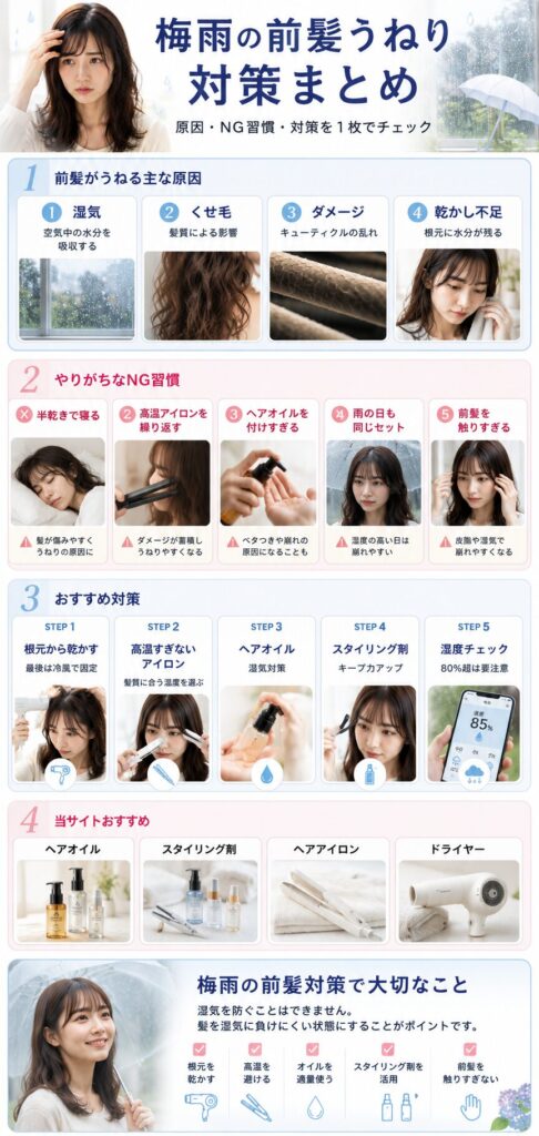 梅雨の前髪うねり対策まとめ|崩れる原因と今日からできる対策