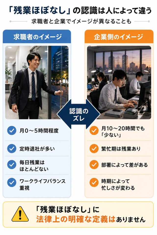 「残業ほぼなし」の認識は人によって違う