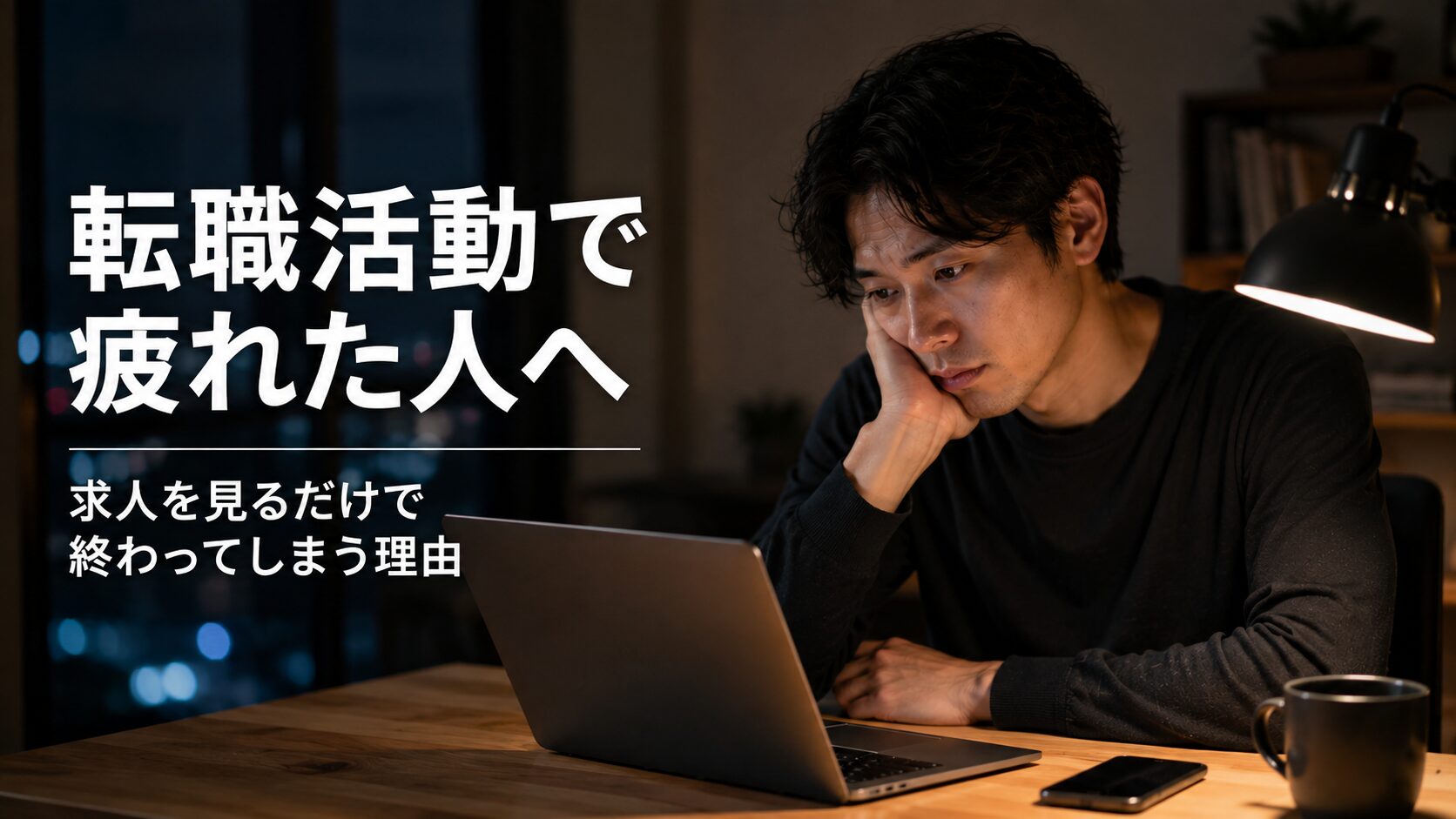 転職活動で疲れて求人を見るだけになっている男性