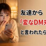 友達から「変なDM来たよ」と言われ驚いている女性