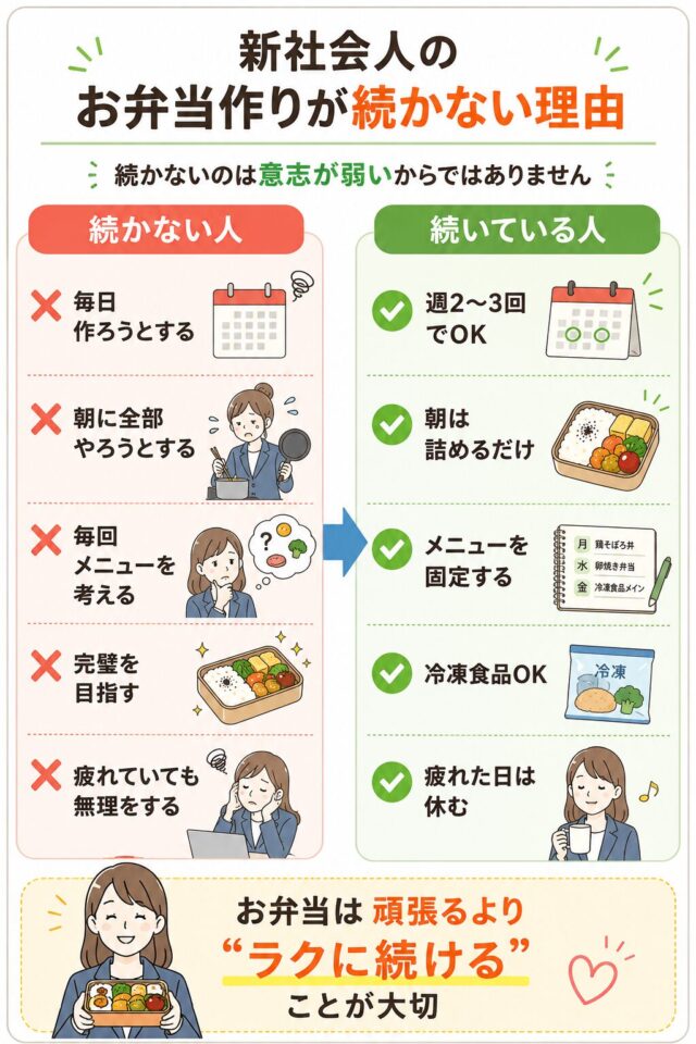 新社会人のお弁当作りが続かない理由