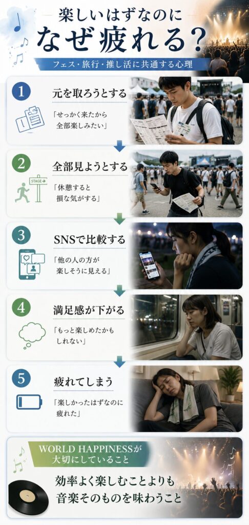 なぜ人は娯楽で疲れるのか？を現したインフォグラフィック