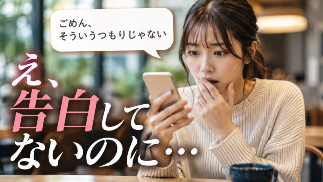 告白していないのに断られたようなメッセージを見て戸惑う女性